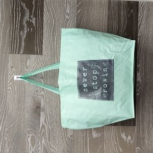 Never stop growing mint tyvek water proof reusable shopping bags